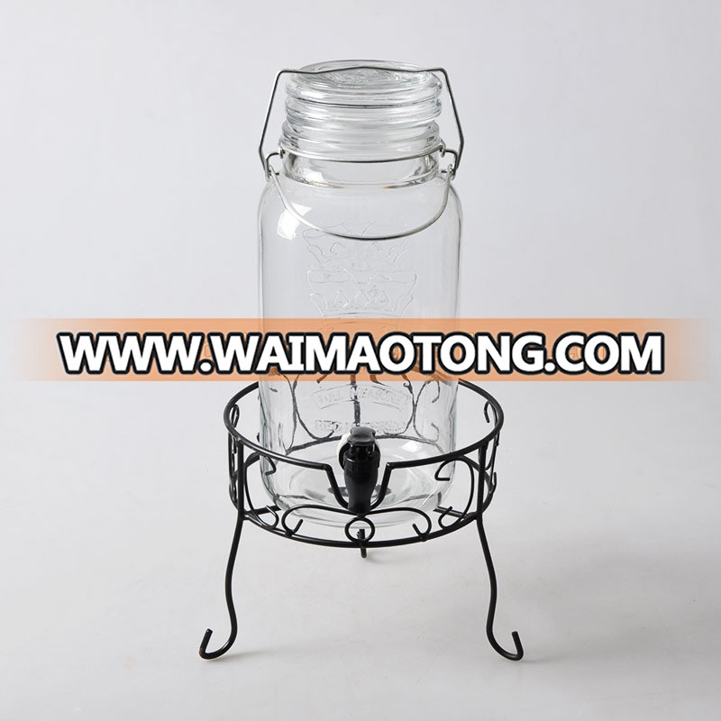 wholesale glass beverage dispenser with lid and plastic tap